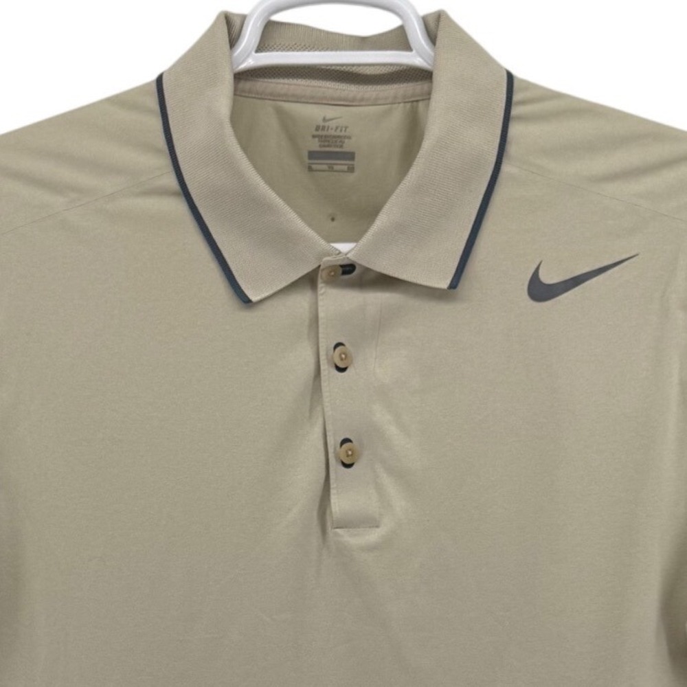 Nike Roger Federer RF Dri-FIT Polo Shirt Mens XL Tan Khaki Tennis Top 596548-246